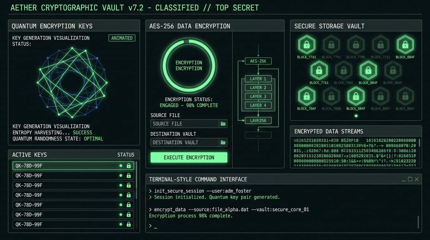 QuantumVault — Military-Grade Quantum Cryptographic Security Platform dashboard screenshot